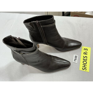 Womans Excellent Condition Paolo Corelli Ankle Boots 8 M Brown Block Heel